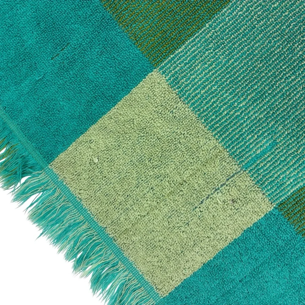 Cannon Royal Family Vintage Green Blue Purple Checkered Bath Towel
